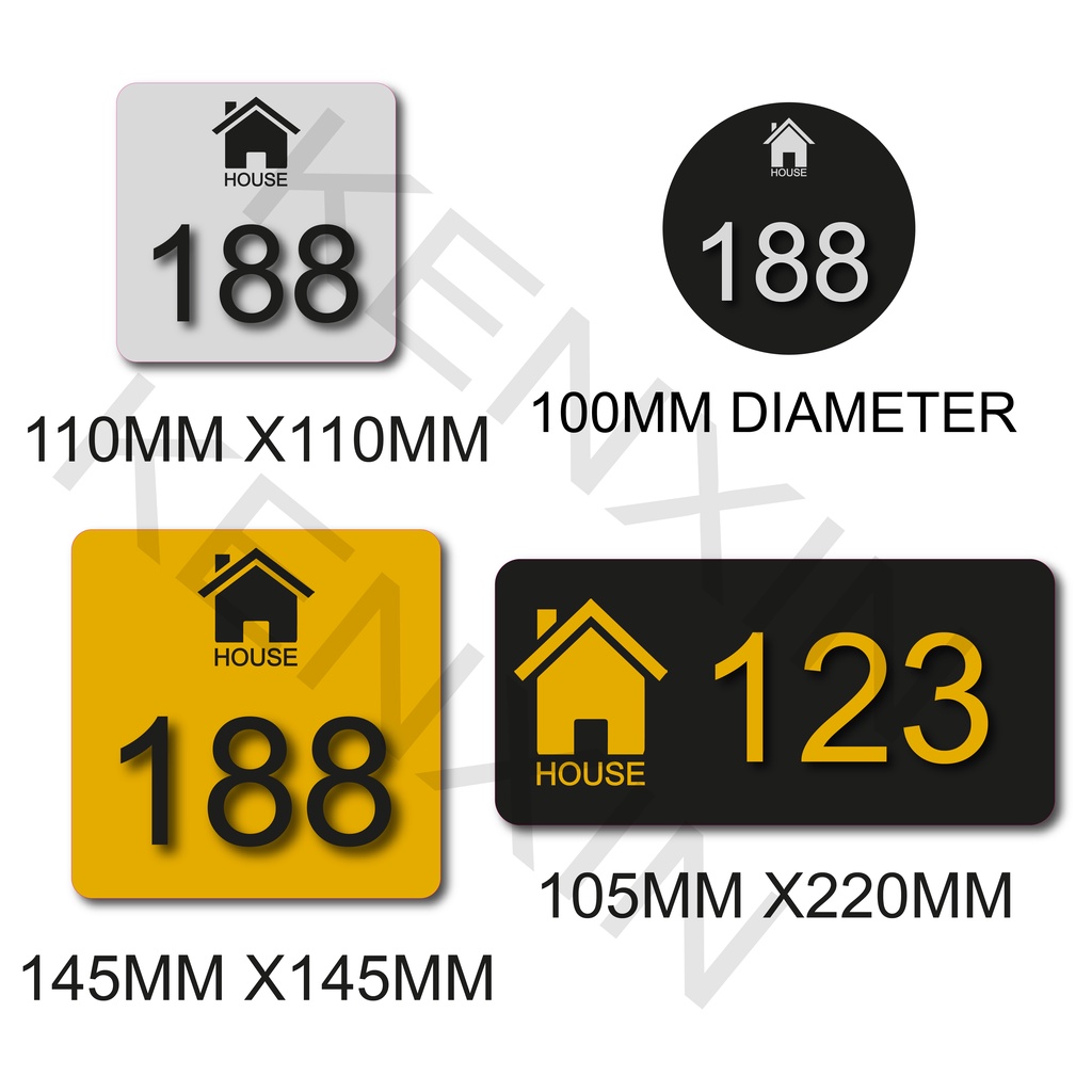 HOUSE NUMBER ACRYLIC SIGN PLATE WITH INKJET PRINT STICKER, LAMINATED ...