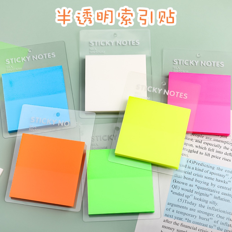 Fancy Half Transparent Sticky Notes Label Sticker Bookmarks Cute Note