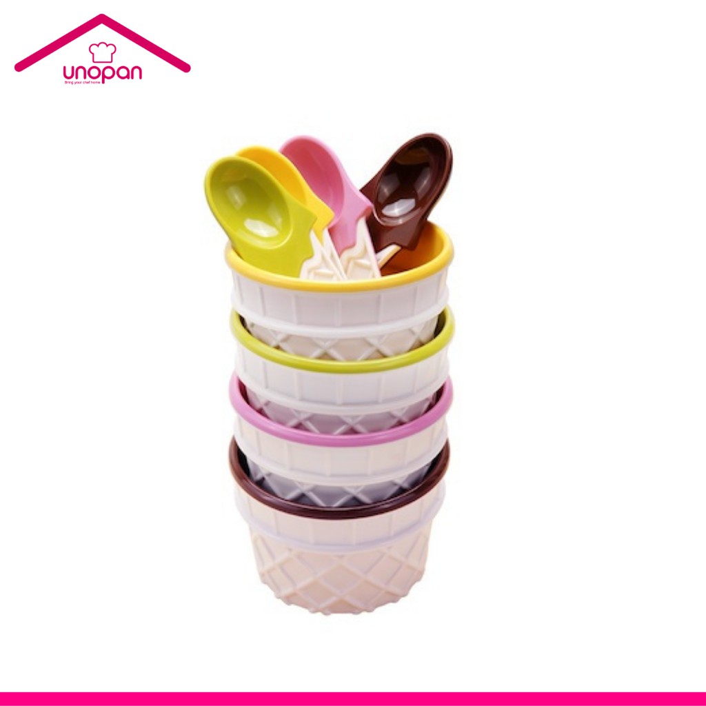 [𝗨𝗡𝗢𝗣𝗔𝗡] Ice cream modeling cup set with spoon (4 units) /(UN36100 ...