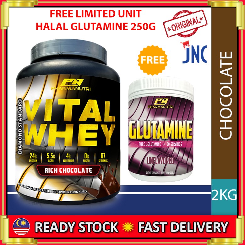 Vital Whey Protein Isolate Halal Chocolate 2kg, with BCAA and Glutamine