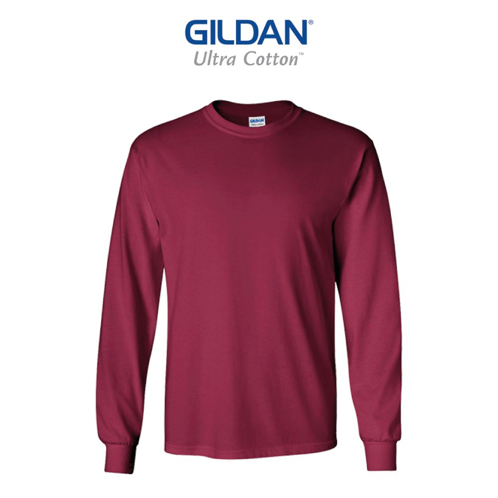 GILDAN Ultra Cotton Long Sleeve T-Shirt White Grey Navy