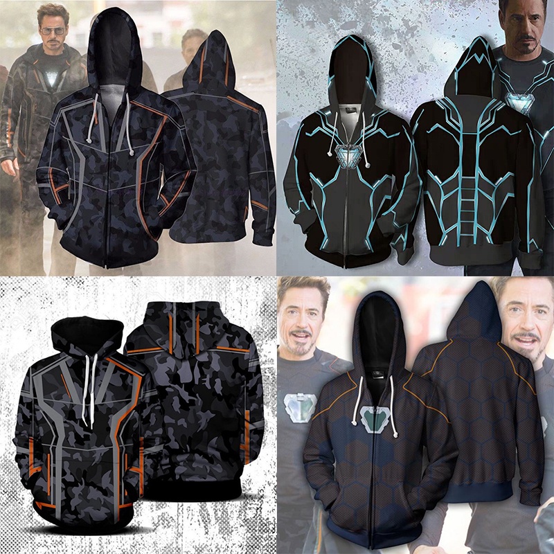 Iron Man Sublimation Full Length Zipper Hoodie, Male, Medium, Multi-colour main image 1