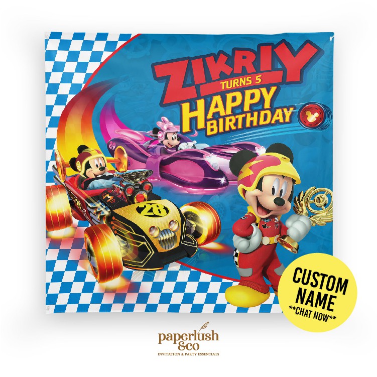 Birthday Banner Birthday Backdrop Hari Jadi Mickey And The Roadster Racers Shopee Malaysia