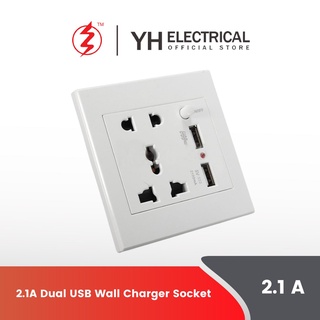 Dual USB AC Power Socket Embedded Dual USB Desktop Receptacle DC Charging  Power Panel Module Outlet 5V 2.1A