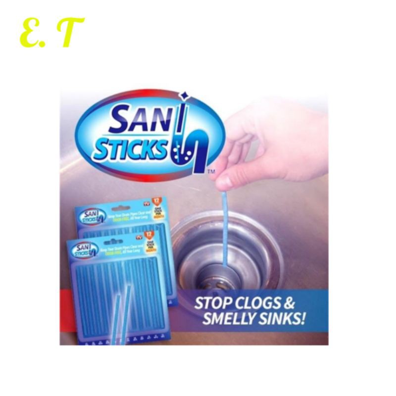 12 Pcs Sani Stick Sink Pipe Deodorizer Drain Cleaning Sanitation Sticks ...