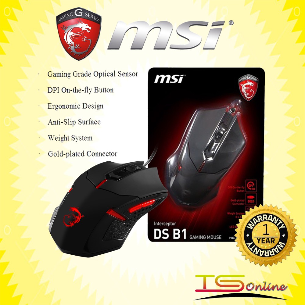 MSI INTERCEPTOR DS B1 LED BACKLITE LOGO GAMING MOUSE | Shopee Malaysia
