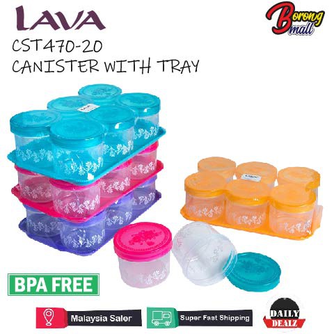 LAVA CST470/20 6pcs Canister Set with Tray 740ML / Bekas Kuih Raya ...