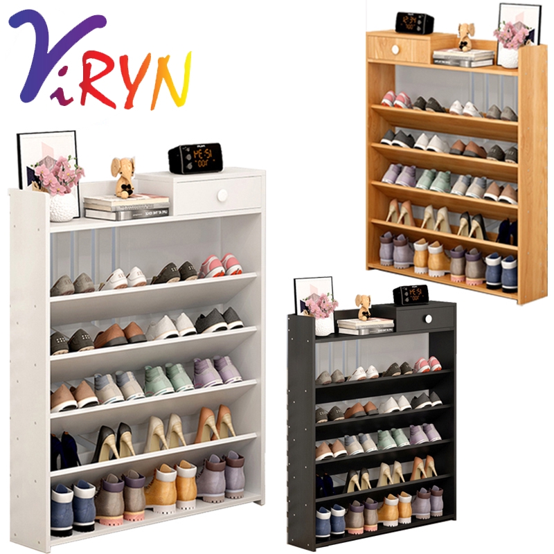 Viryn 5 Tiers Space Saving Shoe Rack Wooden Shoe Storage With 1