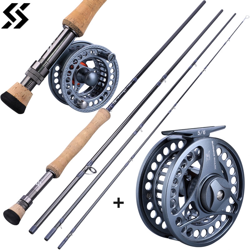 Sougayilang Fly Fishing with Carbon Fly Fishing Rod (4 Pcs/9ft) + 5/6  Aluminum Alloy Fly Reel [Combo]