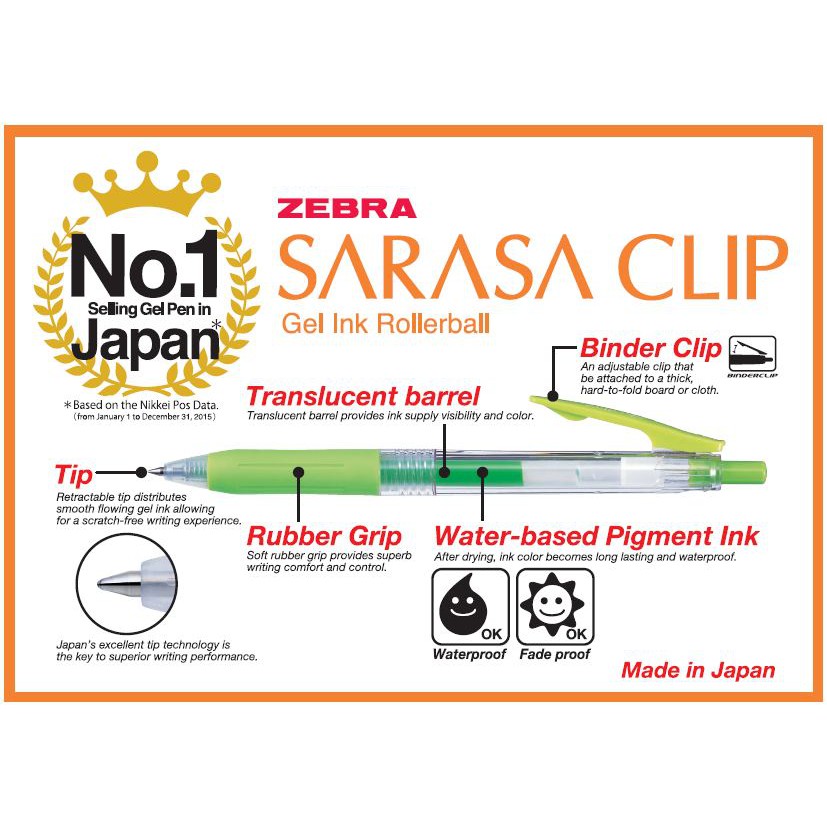 Zebra Sarasa Clip Basic Gel Pen 0.7mm | Shopee Malaysia