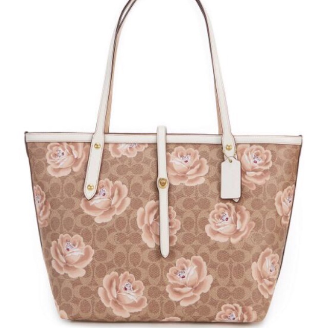 Market tote in signature rose online print