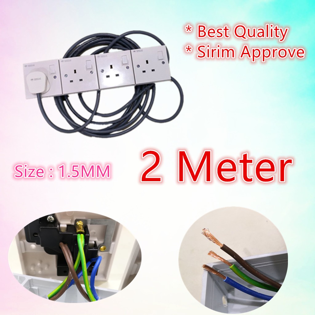 4 WAY HEAVY DUTY TRAILING SOCKET/ EXTENSION SOCKET 2 METER | Shopee ...
