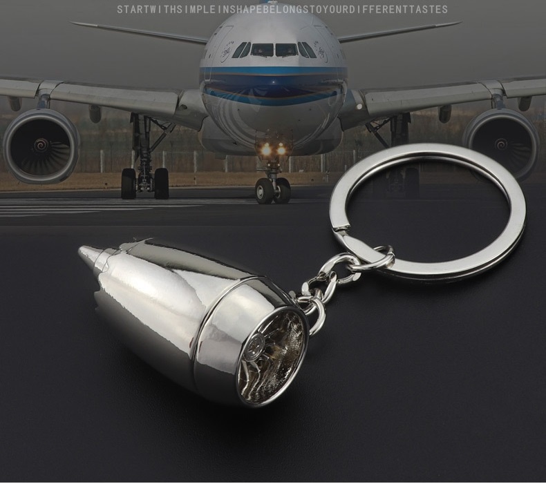 Aircraft Engine/Football 3D Keychains Polished Metal Plane Keyrings ...