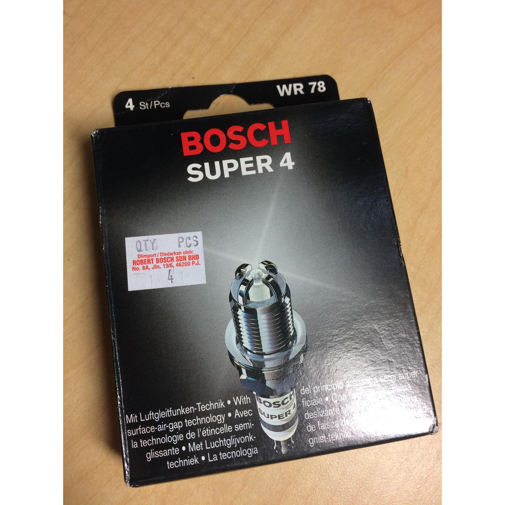BOSCH SUPER 4 SPARK PLUG WR78 for WIRA, SATRIA, ISWARA, SAGA 1.3/1.5 ...