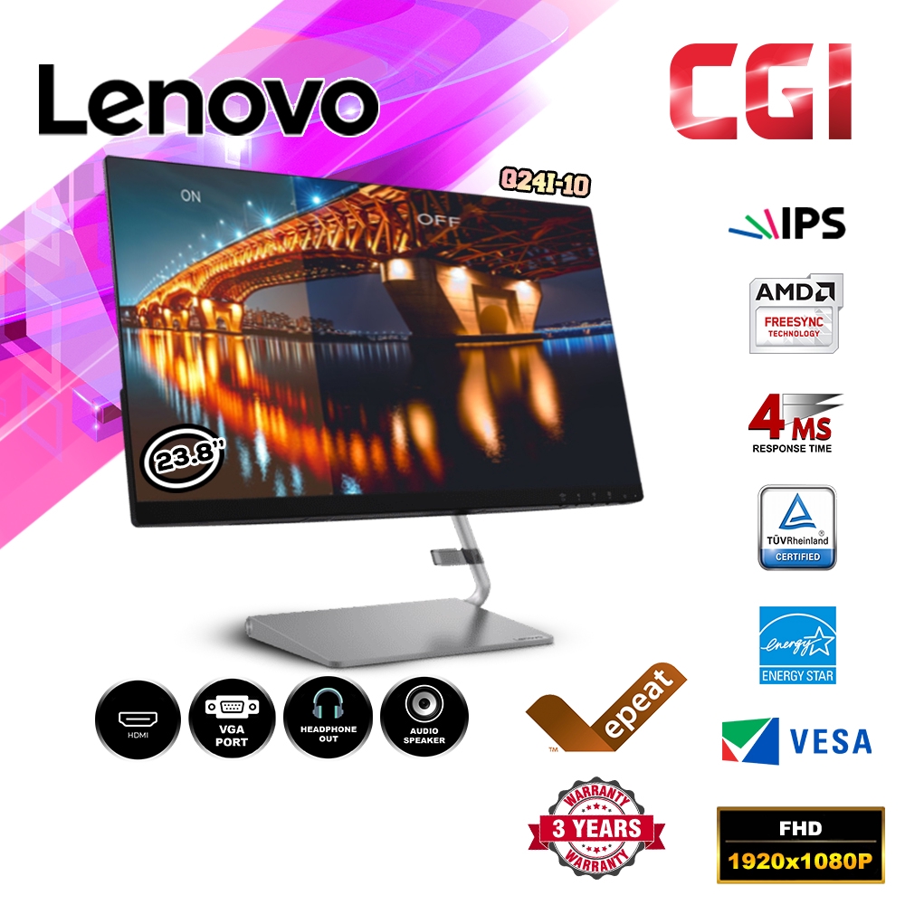 Lenovo Q24I10 23.8" FHD WLED IPS FreeSync Monitor Shopee Malaysia