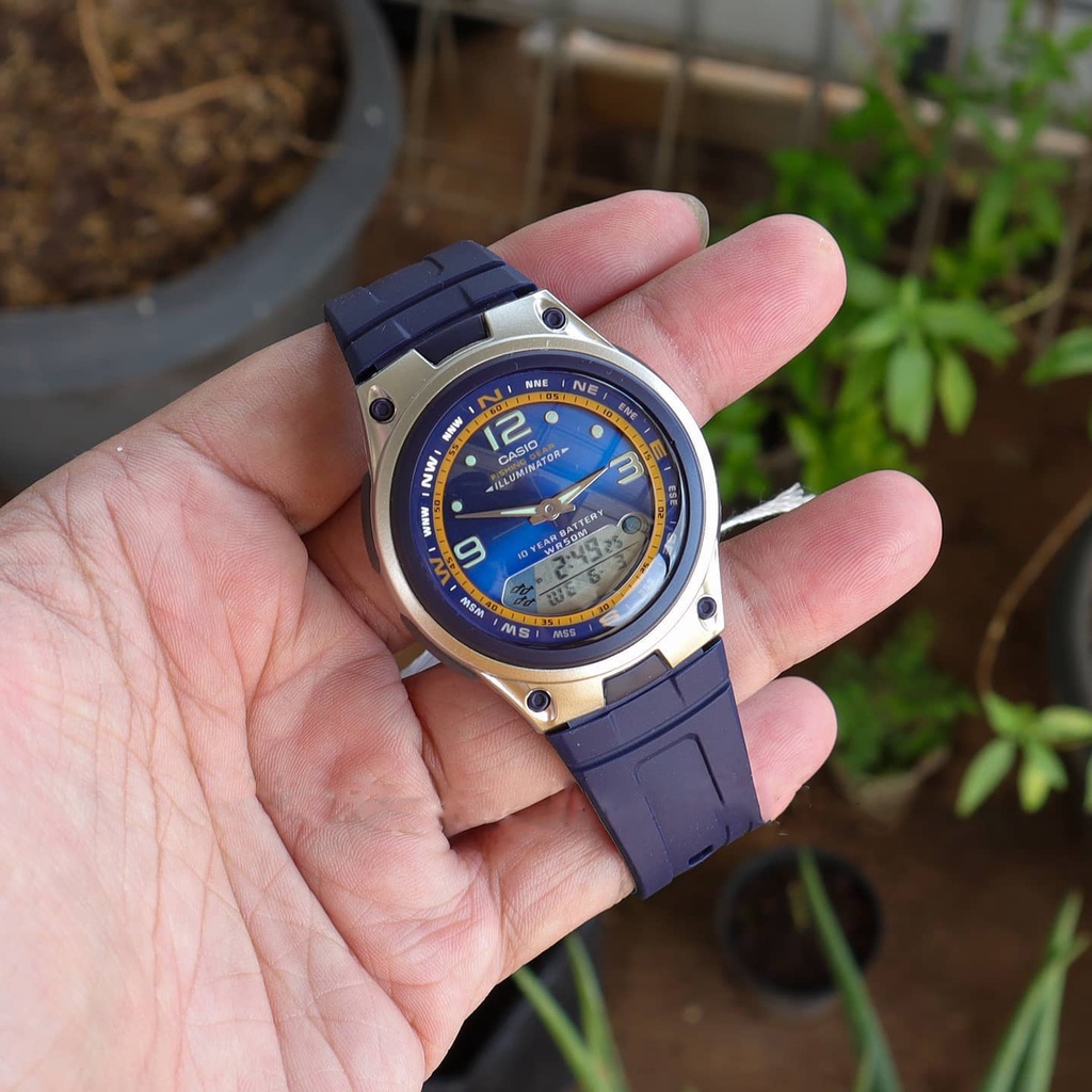 100 Original Casio AW 82 2A Illumination Fishing Gear 10 YEAR BATTERY Analog Digital Navy Blue Resin Watch AW82 AW 82 Shopee Malaysia