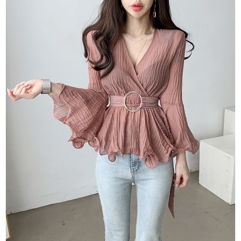 Women Summer New Korean Style Short Sleeve Collared Crop Knit Top Blouse T  Shirt