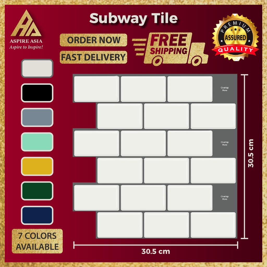 3D Tiles Stickers for Kitchen Wall Backsplash Bathroom Wall Stickers ...
