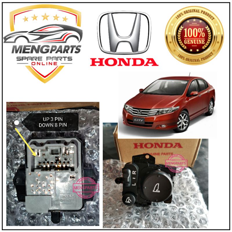 ORIGINAL HONDA CITY TMO 2008Y2012Y SIDE MIRROR SWITCH 11 PIN CAN AUTO LIP ,BOLEH AUTO LIPAT