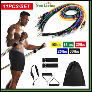 11pcs Set Portable Yoga Pilates Body Building Resistance Bands Set