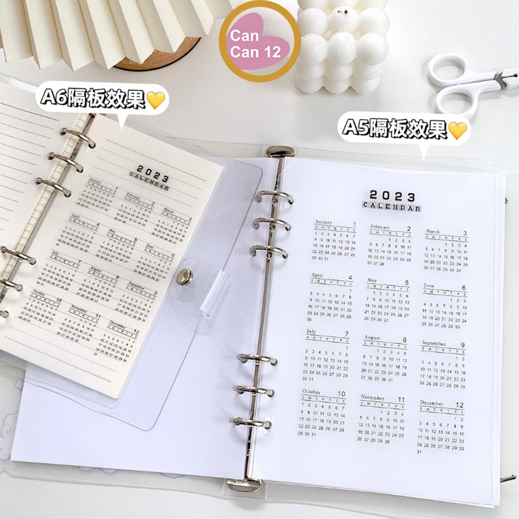 2025 Calendar for A5 & A6 Loose Leaf Binder 6 Holes planner Notebook