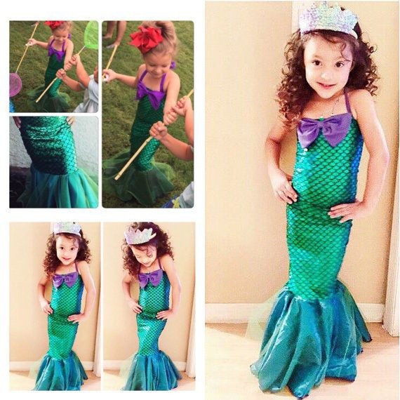 Bling Little Mermaid Sets Kids Girls Princess Maxi Fancy Party Tail ...