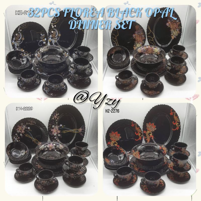 32pcs Florea Black Opal Dinner Set Shopee Malaysia