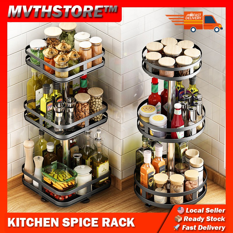 Kitchen Rotating Spice Rack Organizer For Counter Top Versatile Use ...