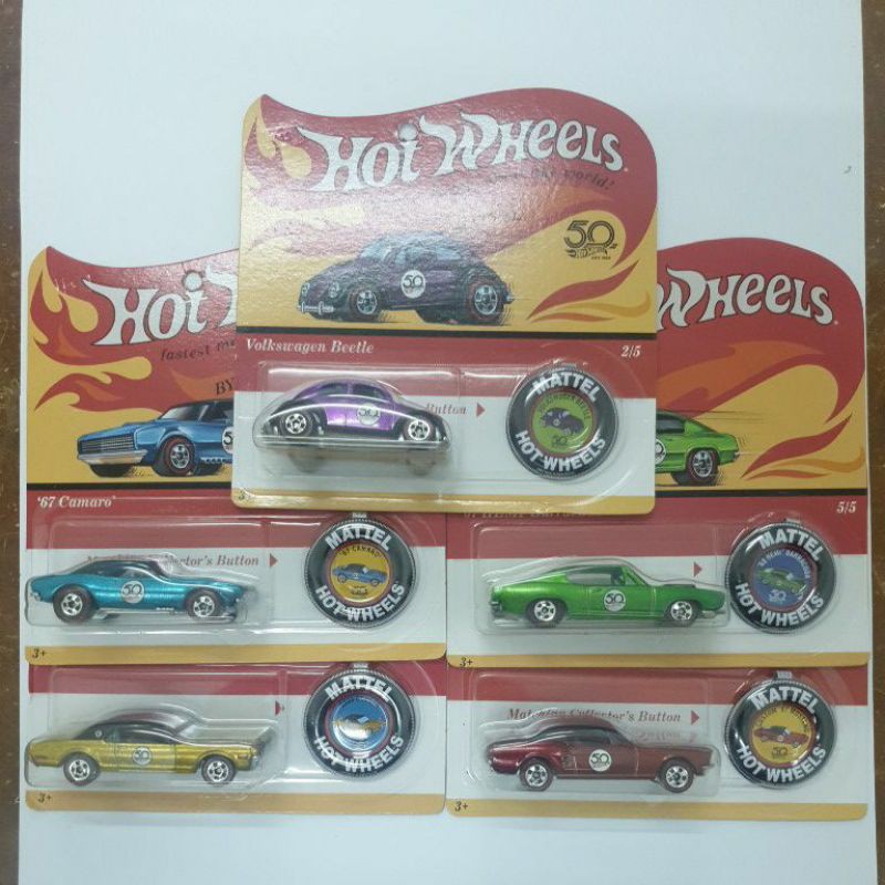 Hotwheels Redline Button 50th Anniversary 67 Hemi Barracuda Camaro Volkswagen Beetle Mustang Shopee Malaysia