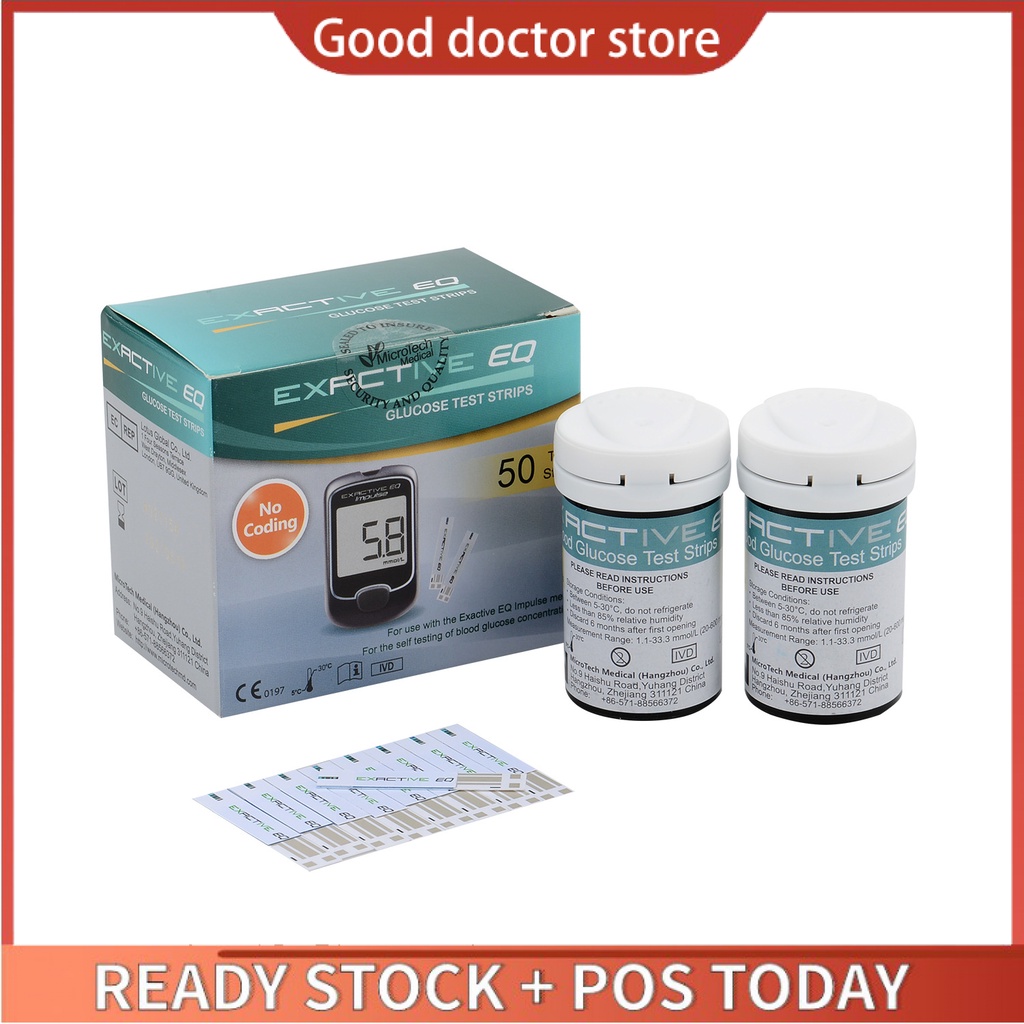 EXACTIVE EQ Impulse Blood Glucose 50s Test Strips FREE 50s Lancets