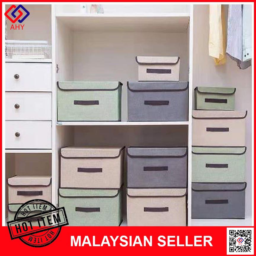 Kotak Simpan Barang Kain Boleh Lipat Jimat Ruang Mudah Susun Storage ...
