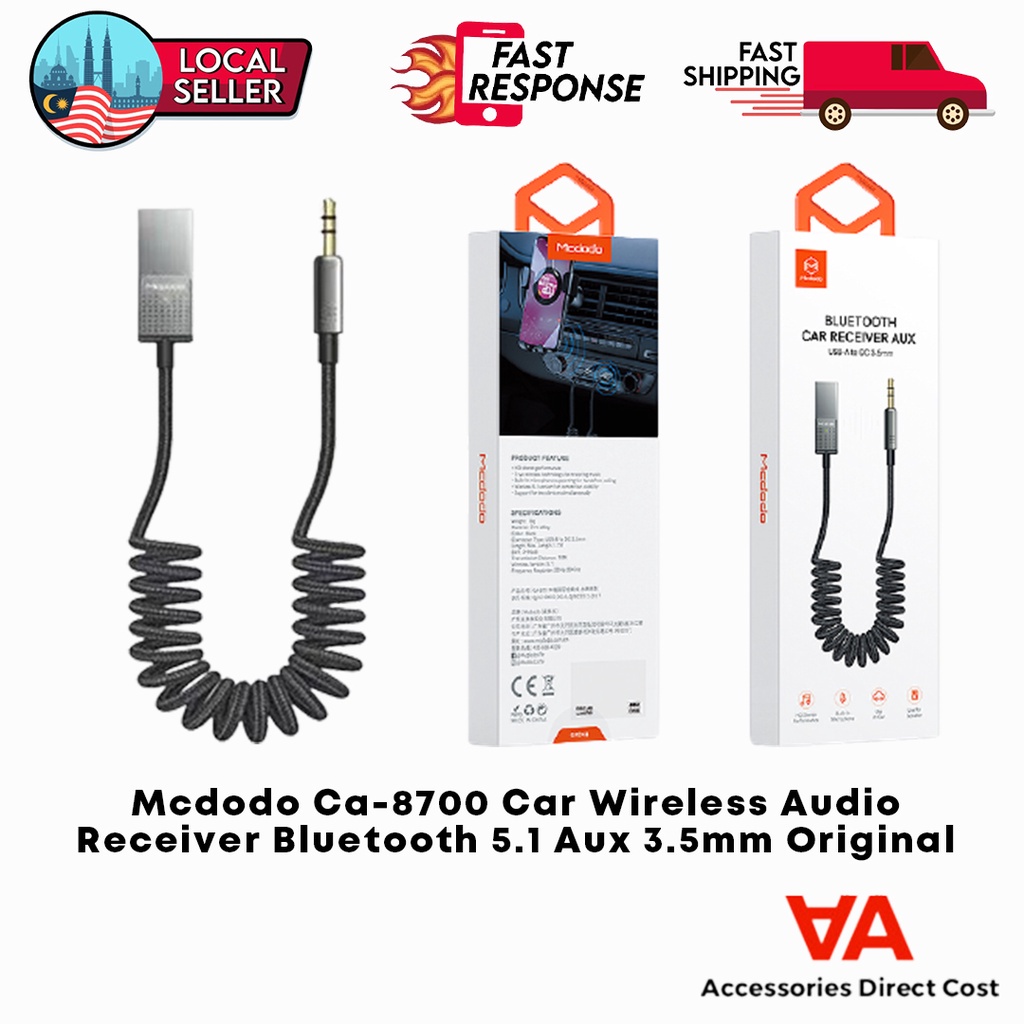 Mcdodo Ca8700 Car Wireless Audio Receiver Bluetooth 5.1 Aux 3.5mm