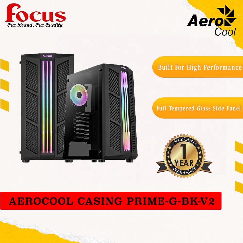 AEROCOOL PRIME ARGB TG ATX CHASSIS - BLACK ( PRIME-G-BK-V2 ) | Shopee ...