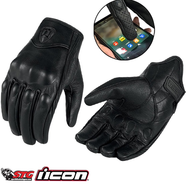 Original Icon Full Leather Touch Screen Motor Motorcycle Motorcross ...