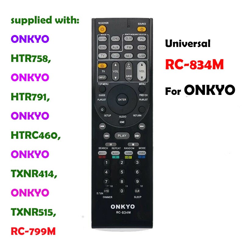 New Universal RC-834M For ONKYO Audio Video AV Receiver Remote Control ...
