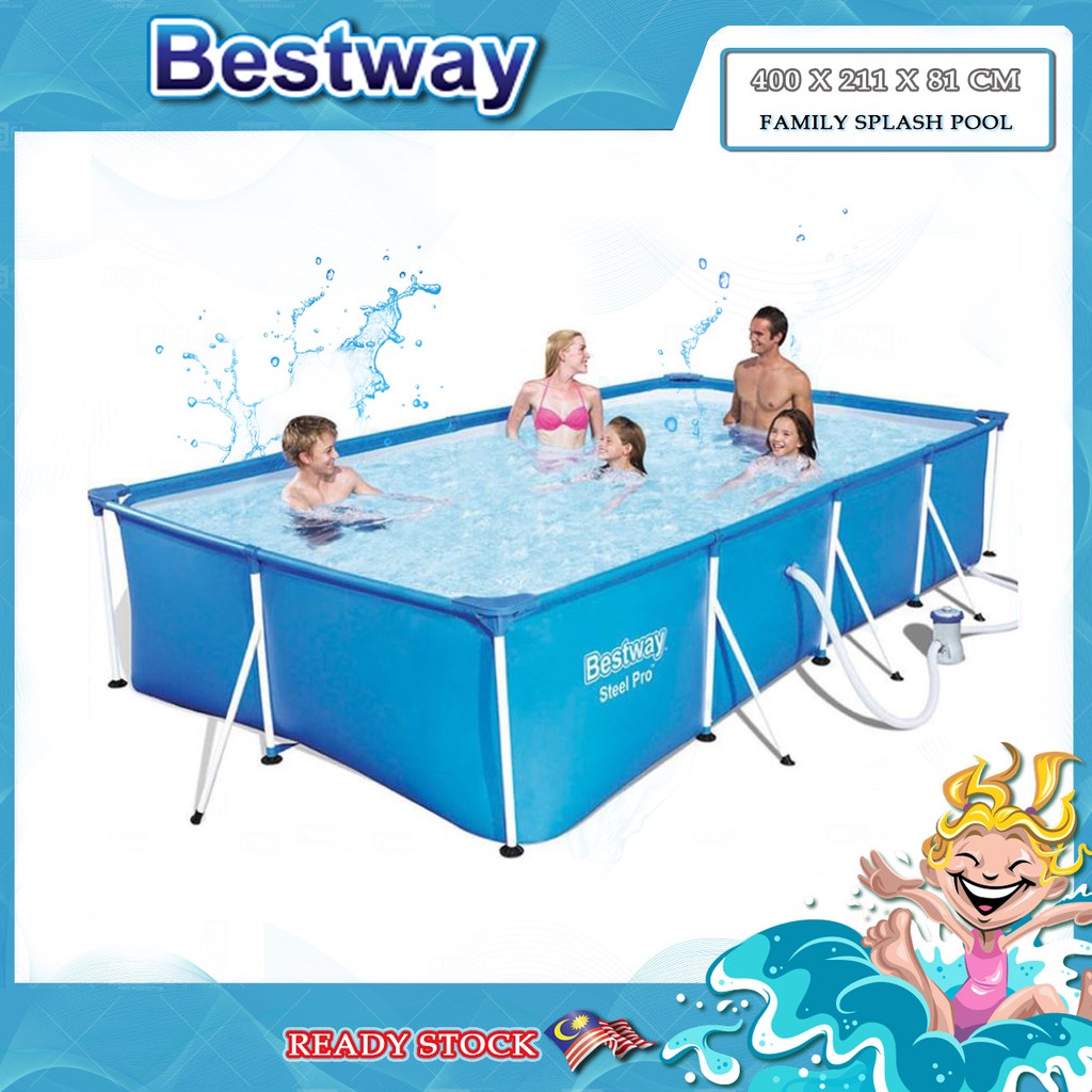 [ sale ] BESTWAY 4.0 Meter Family Splash Frame Pool Set Adult Family ...