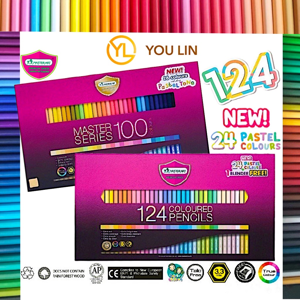 Box Set Masterart 124 Coloured Pencils Colors Coloring Drawing Art Painting  Long