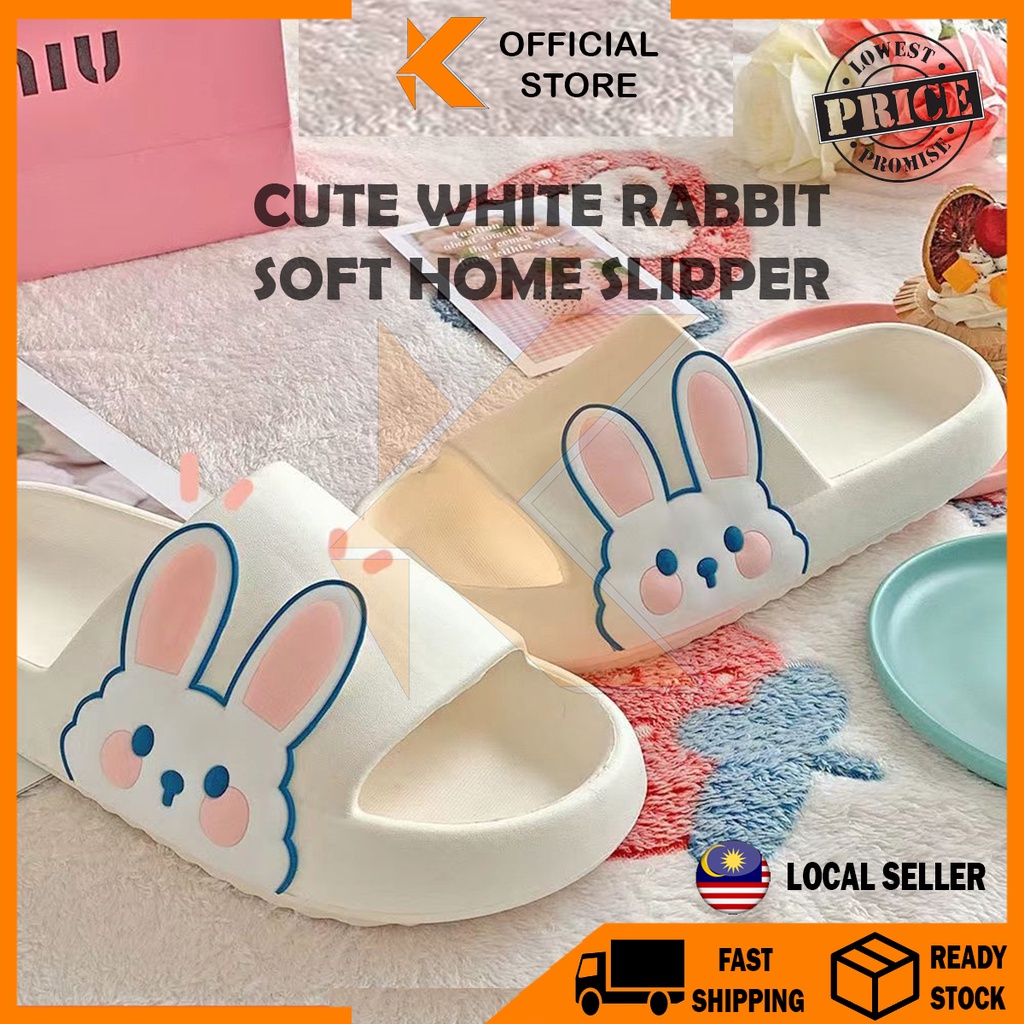 【K-Home】Cute Rabbit Bathroom Slipper Soft Anti-slip Thick Slipper ...