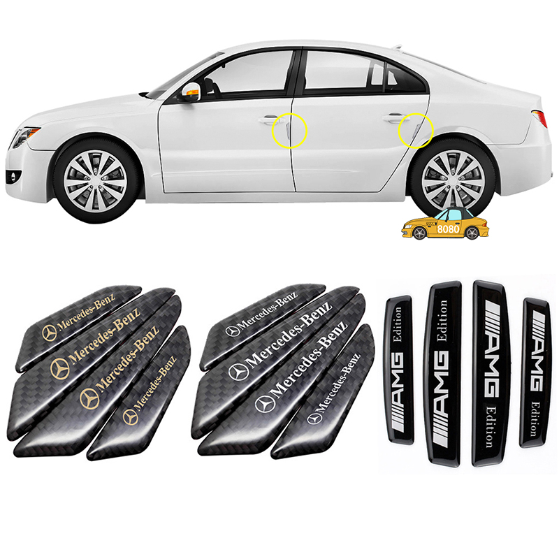 4 Pcs set Car Door Sill Scuff Protector Carbon Fiber Sticker Strip for  Mercedes Anti-scratch 