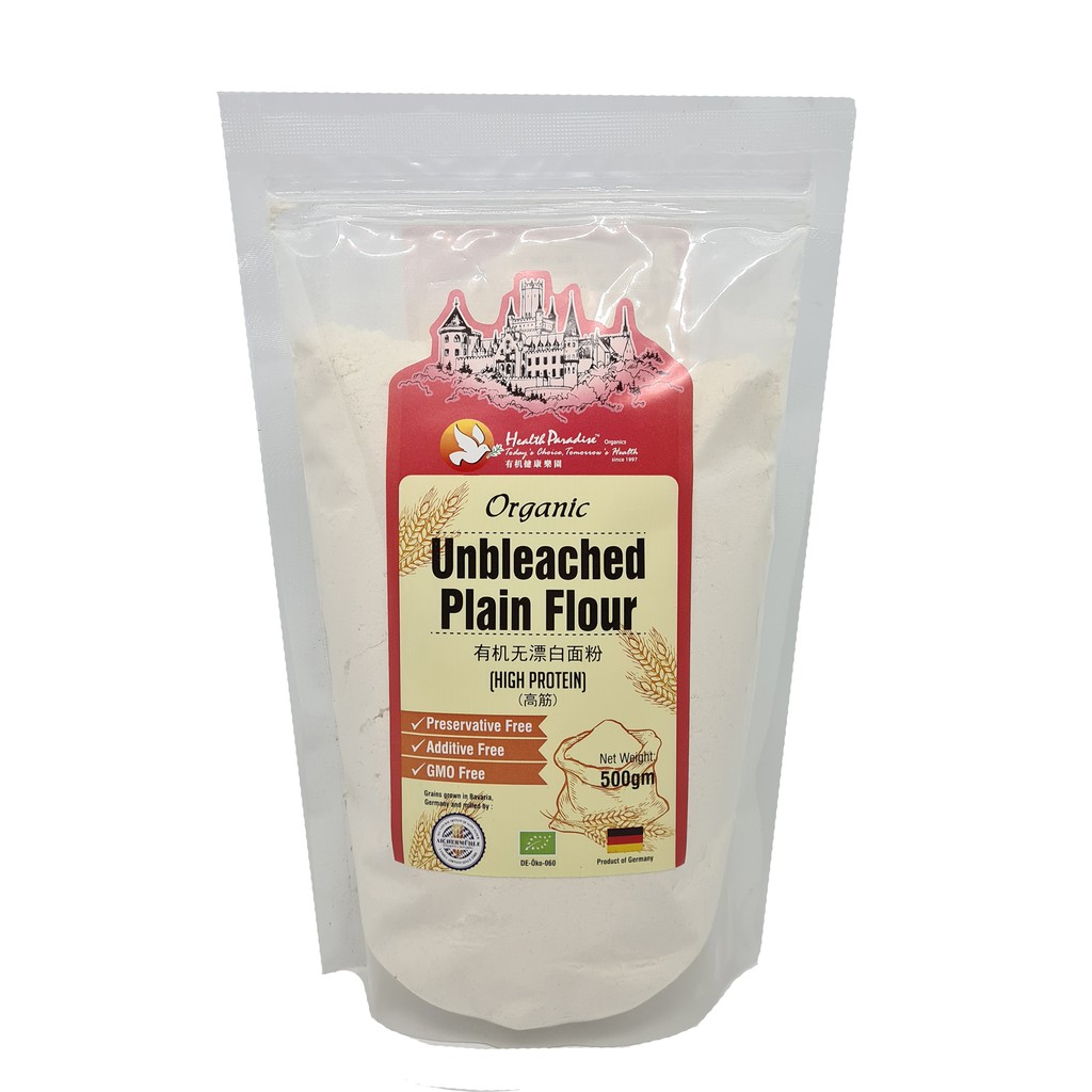 Health Paradise Organic Unbleached Plain Flour ( High Protein ) 500gm