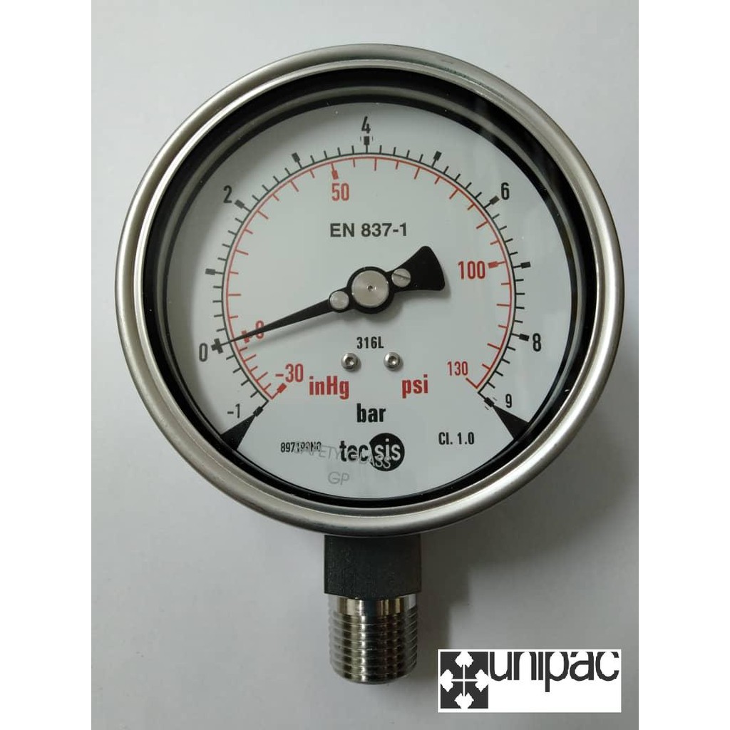 Pressure Gauge Tecsis Fully SS Compound Gauge with Glycerine Filing P2325 Shopee Malaysia