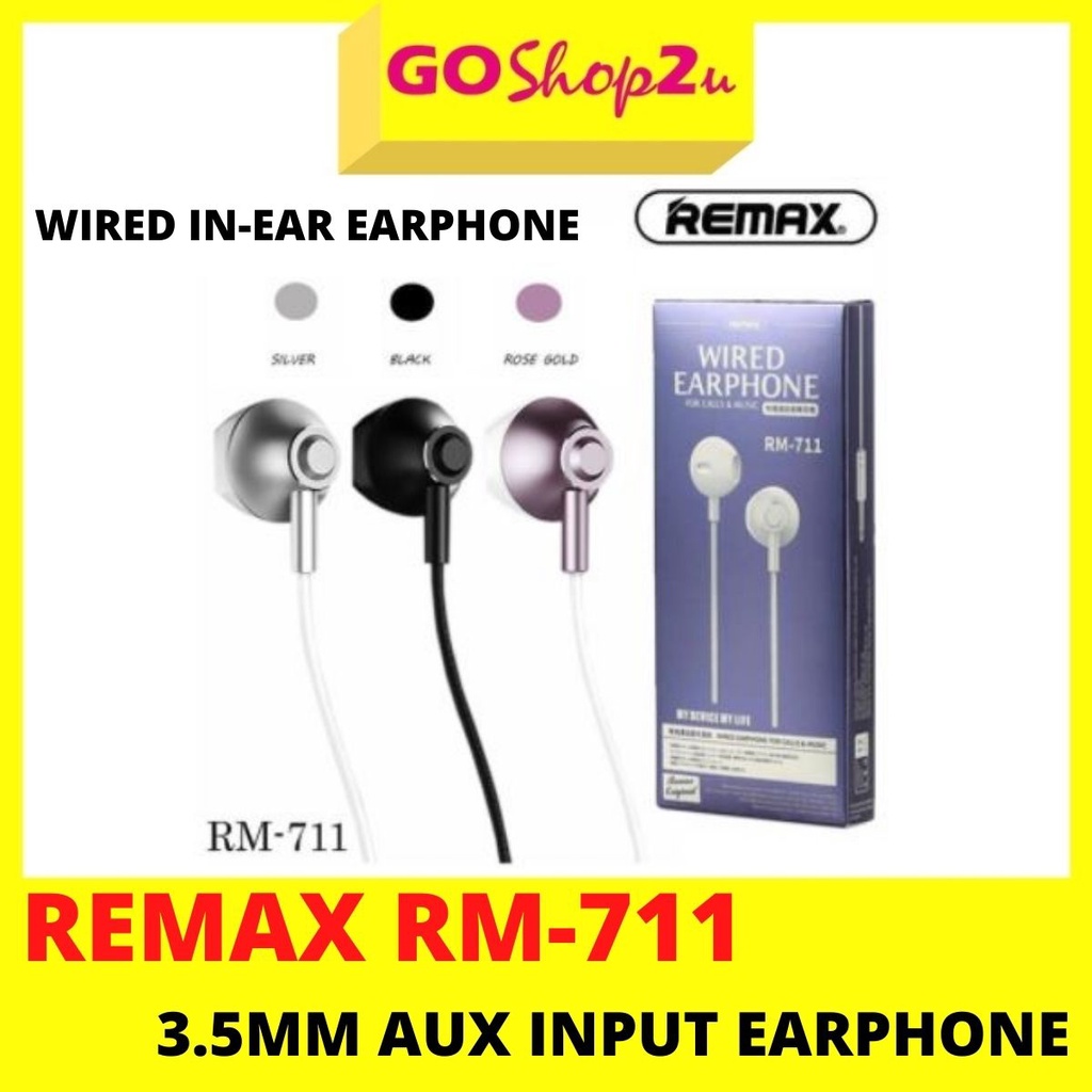 Original REMAX RM-711 Wired In-ear Earphone 3.5mm AUX Input Quality ...