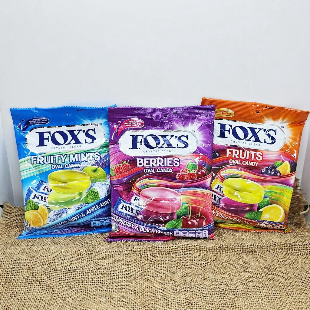 Foxs Crystal Clear Oval Candy 125g Halal Berries Fruits Fruity Mints 水果风味硬糖 Gula Gula 8323