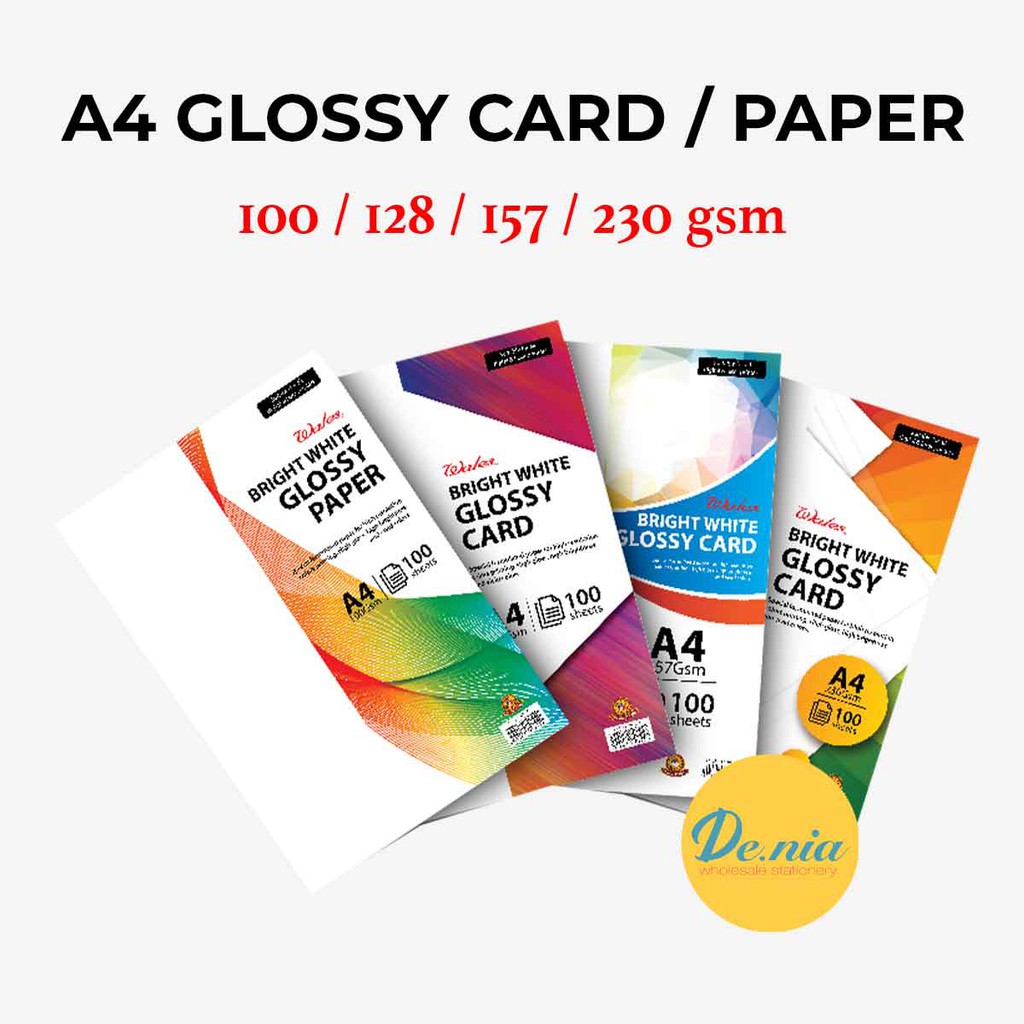 (100 Sheets)A4 Glossy Card 230gsm / 157gsm / 128gsm / 100gsm 10's 100's Shopee Malaysia