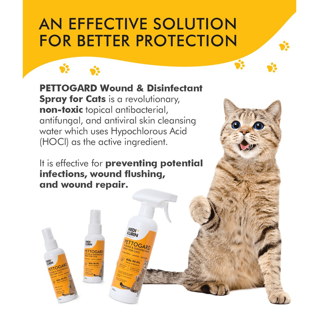 [ Local Ready Stocks ] MEDI+KURIN HOCL PETTOGARD Wound & Disinfectant Spray For Cats (500ml