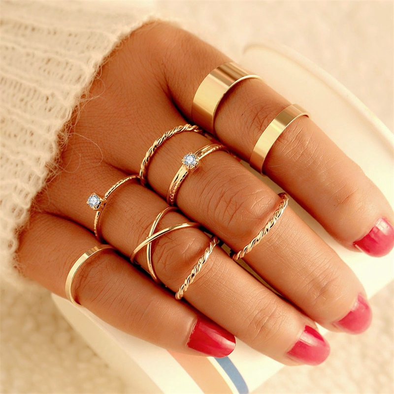 9pcs/set Vintage Punk Gold Ring Set for Women Men Fashion Retro