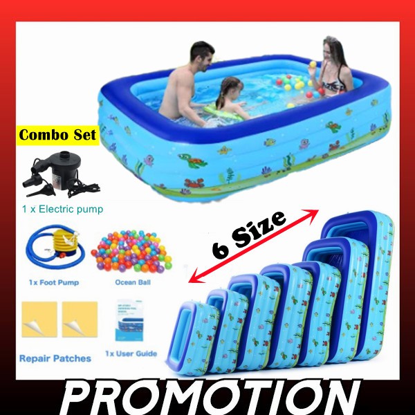 (🔥Ready Stock🔥) Inflatable Swimming Pool Family Kolam Berenang Electric ...