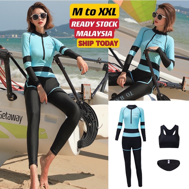 (M TO XXL)Malaysia longsleeve swimsuit swimwear bikini baju renang ...