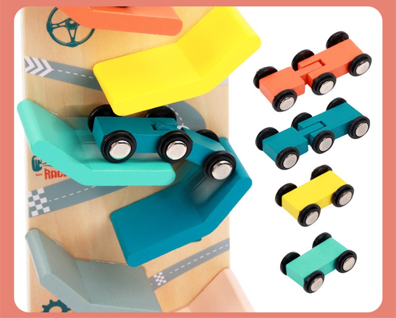 Treeyear Toddler Toys Race Track,Wooden Ramp Car Ramp Racer Colorful ...