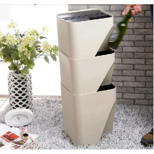 Japan Style Stackable Space Saving Sorting Garbage Trash Bin | Shopee ...